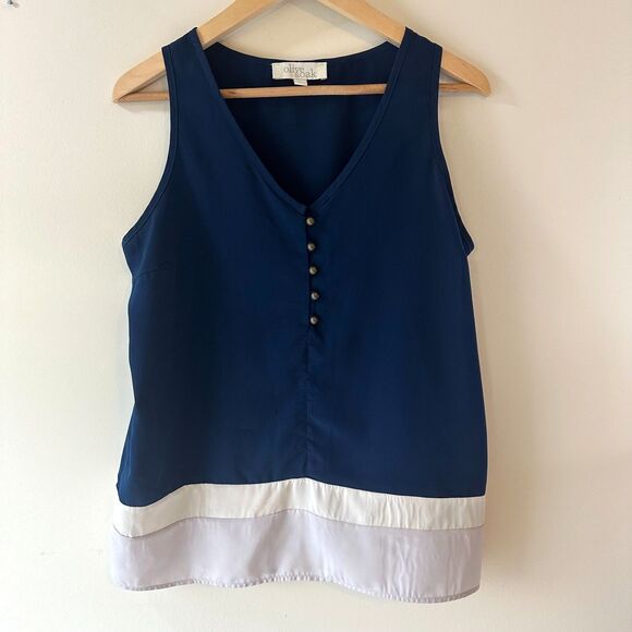 Olive & Oak Women's Tank Navy/White Size Medium M - Picture 1 of 5